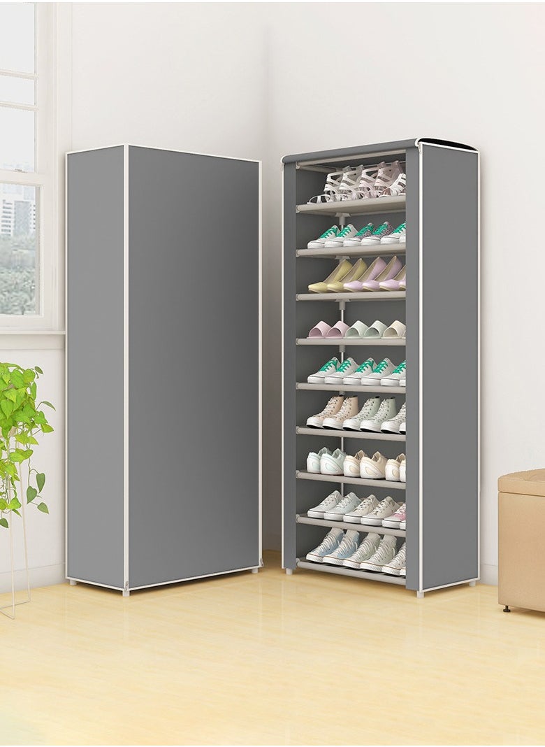 Arabest 10 Tiers Shoe Rack Cabinet, Shoe Storage Boxes with Non Woven Fabric Cover, Shoe Shelf for Entryway, Shoe Organizer Bins for Hallway, Doorway, Living Room (Grey)  - Image 1