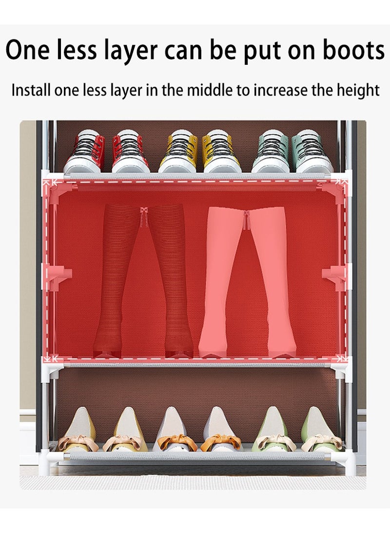 Arabest 10 Tiers Shoe Rack Cabinet, Shoe Storage Boxes with Non Woven Fabric Cover, Shoe Shelf for Entryway, Shoe Organizer Bins for Hallway, Doorway, Living Room (Grey)  - Image 4
