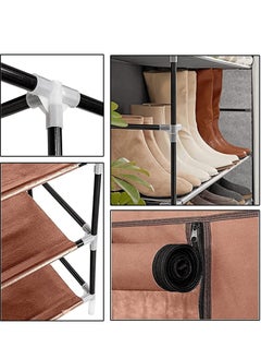 Arabest 10 Tiers Shoe Rack Cabinet, Shoe Storage Boxes with Non Woven Fabric Cover, Shoe Shelf for Entryway, Shoe Organizer Bins for Hallway, Doorway, Living Room (Grey)  - Image 5