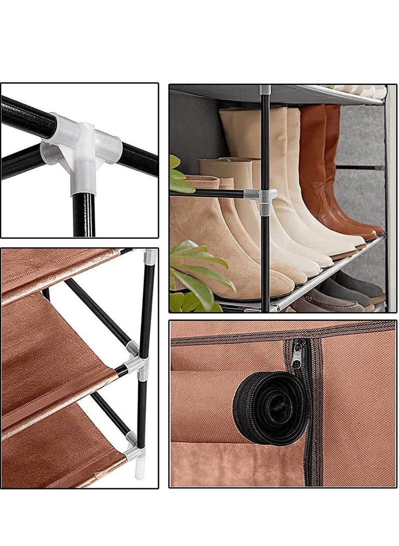 Arabest 10 Tiers Shoe Rack Cabinet, Shoe Storage Boxes with Non Woven Fabric Cover, Shoe Shelf for Entryway, Shoe Organizer Bins for Hallway, Doorway, Living Room (Grey)  - Image 5