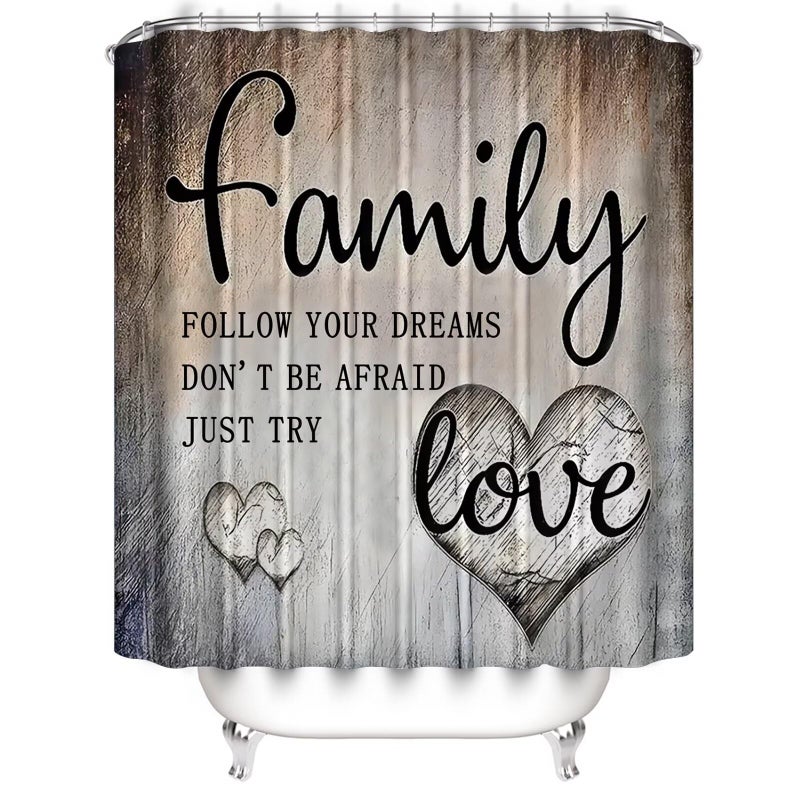 AZHM Inspirational Motivational Shower Curtain Set for Bathroom 4 Pcs Black Bathroom Accessory Decor Sets with Shower Curtain and Rugs - Image 2