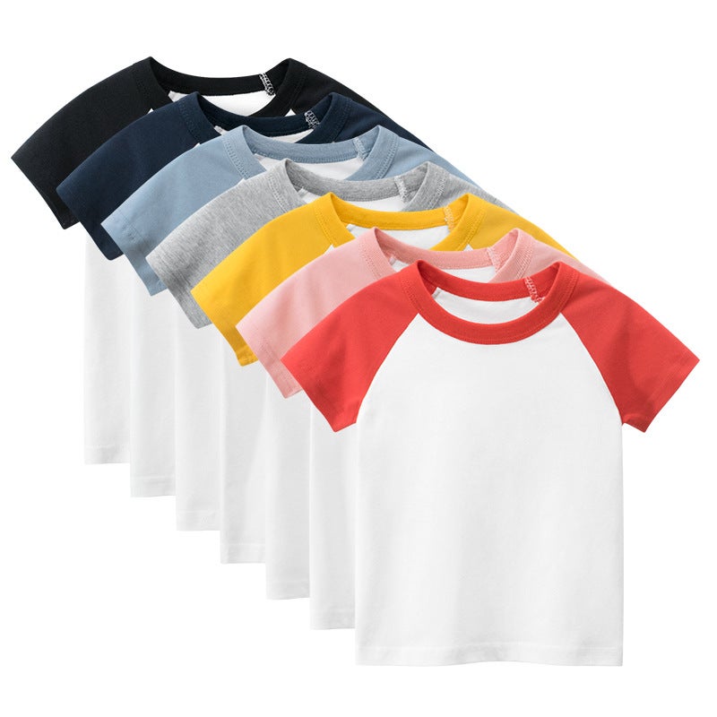 Children'S Clothing 2024 Children'S Short-Sleeved T-Shirts Solid Color Advertising Shirts With Sleeves Without Patterns Children'S Clothes - Image 2