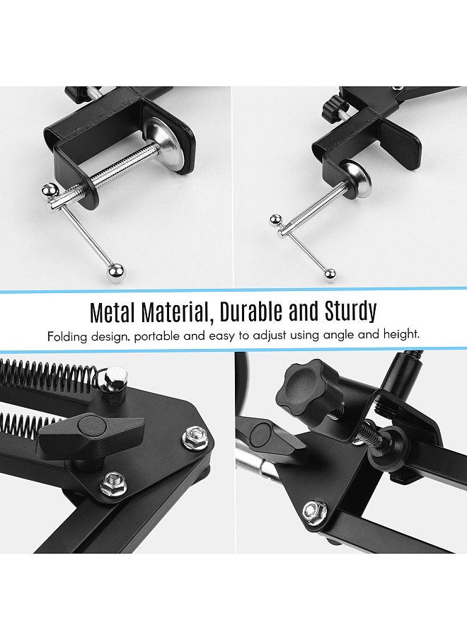 Generic - Adjustable Foldable Microphone Stand Heaby Duty Metal Mic Arm Bracket with Shock Proof Holder Windshield Pop Filter for Studio Recording Live Video Broadcasting Online Singing - Image 1