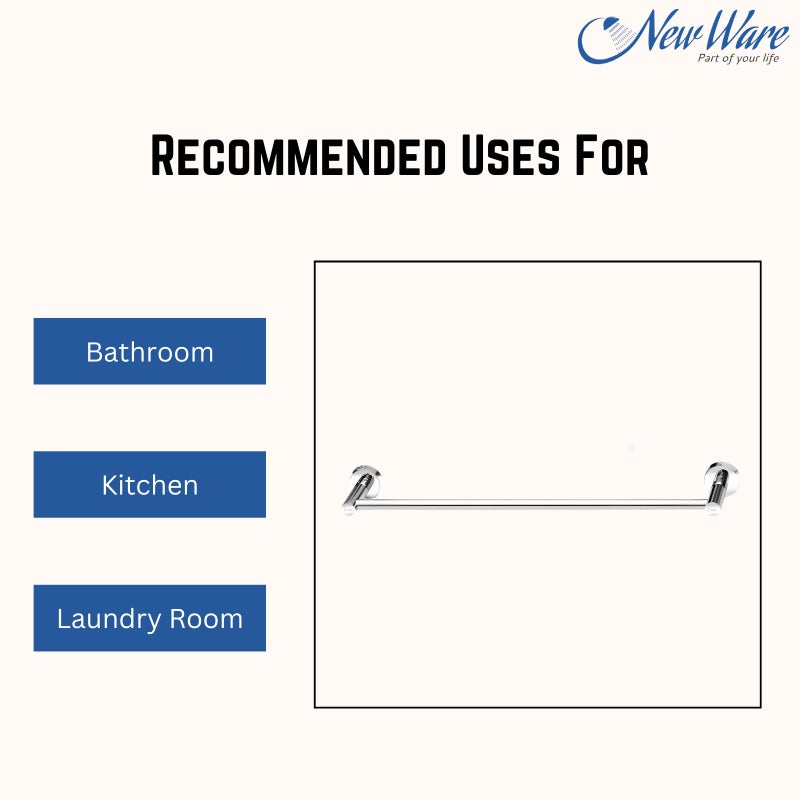 New Ware 304 Grade Stainless Steel Towel Rod for Bathroom - 18 Inch, Chrome Finish - Image 3