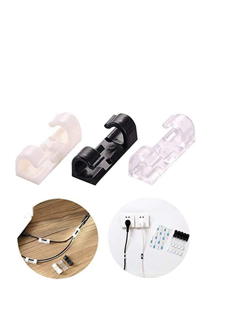 SYOSI 60 Pcs Wire Clamp Wire Holder Organizer Cord Management Cable Clips with Strong Adhesive Tapes Cable Clips Wall Wire Clips Holder for Car,Office - Image 2