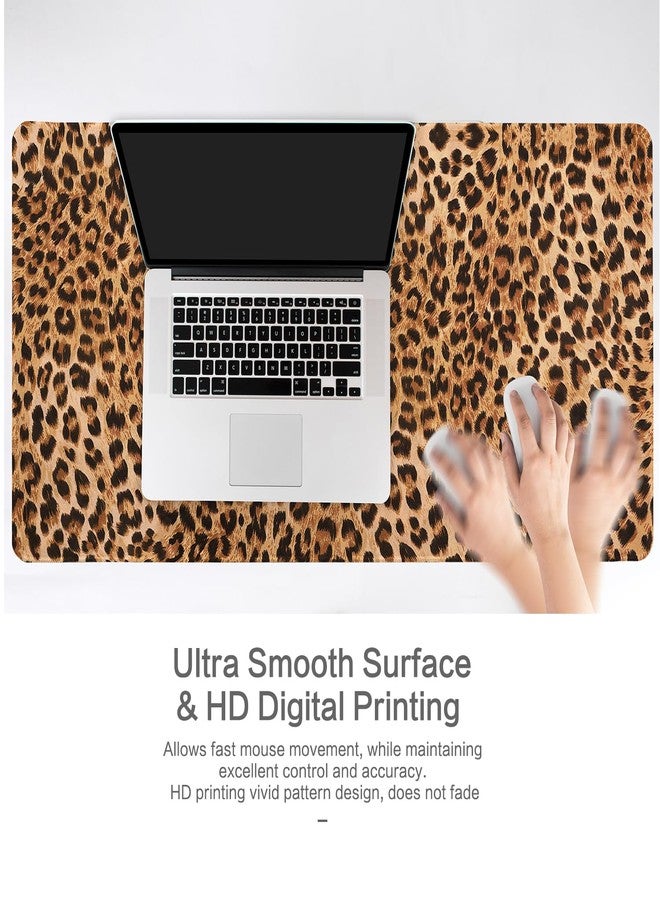 Lokigo Desk Pad, Desk Mat, Large Gaming Mouse Pad, Waterproof Rubber Base Mousepad for Desk with Stitched Edges Girls Women for Laptop Gaming Office Work Study, 31.5"x15.7", Brown Leopard - Image 5