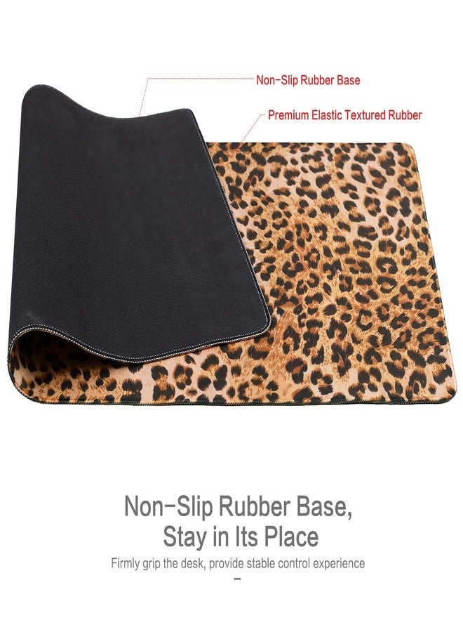 Lokigo Desk Pad, Desk Mat, Large Gaming Mouse Pad, Waterproof Rubber Base Mousepad for Desk with Stitched Edges Girls Women for Laptop Gaming Office Work Study, 31.5"x15.7", Brown Leopard - Image 3