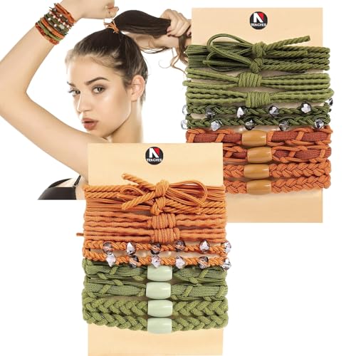 TENGYES Hair Ties for Women Girls 20 Pcs Boho DualUse Bracelets and Hair Tie for Thick HairPony Tails No Damage No Crease Elastics Hair Rubber Bands Ponytail Holders Gorgeous - Image 1