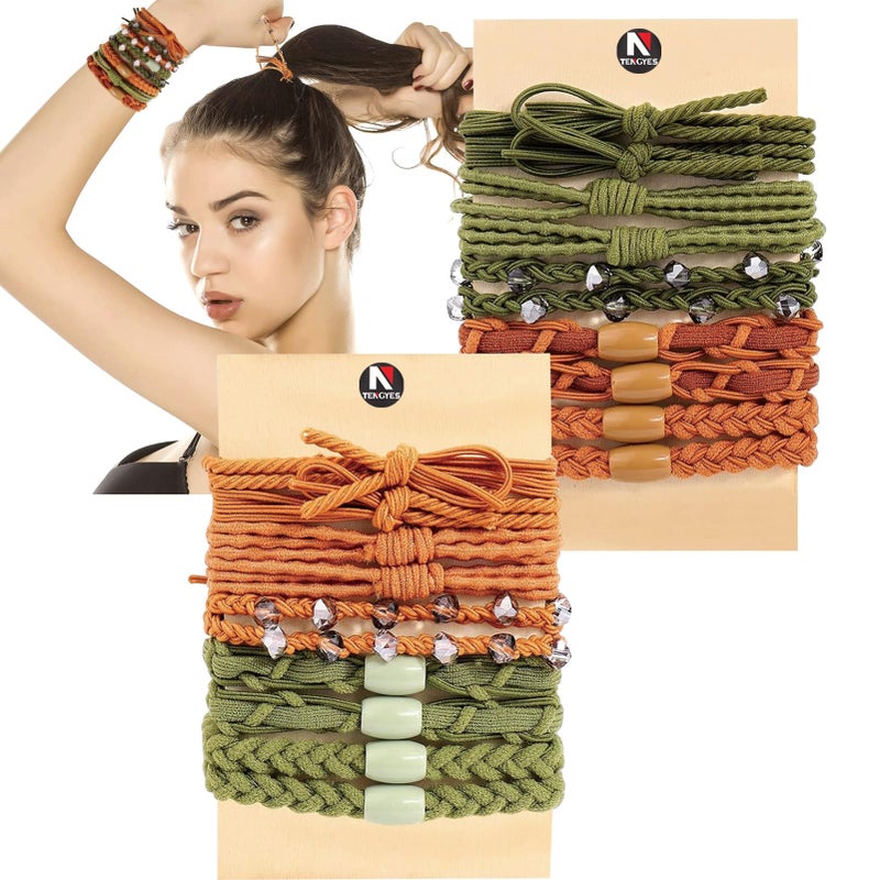 TENGYES Hair Ties for Women Girls 20 Pcs Boho DualUse Bracelets and Hair Tie for Thick HairPony Tails No Damage No Crease Elastics Hair Rubber Bands Ponytail Holders Gorgeous - Image 3