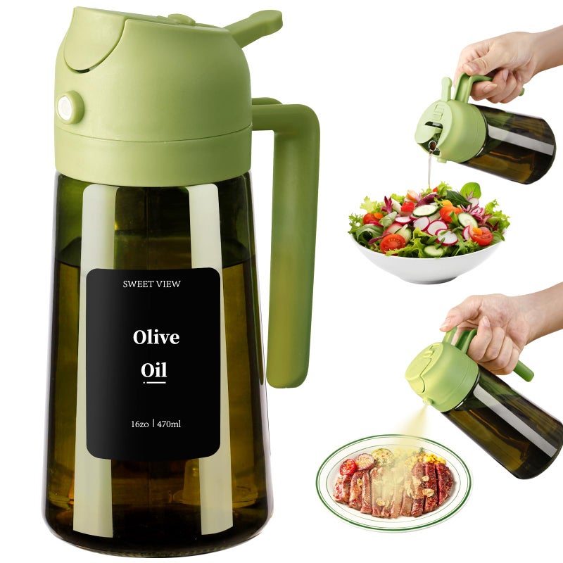 SWEET VIEW Olive Oil Dispenser and Oil Sprayer â€“ 16oz/470ml Glass Light-Proof Oil Pourer for Kitchen, Air Fryer, Cooking, Salad, and BBQ - Image 1