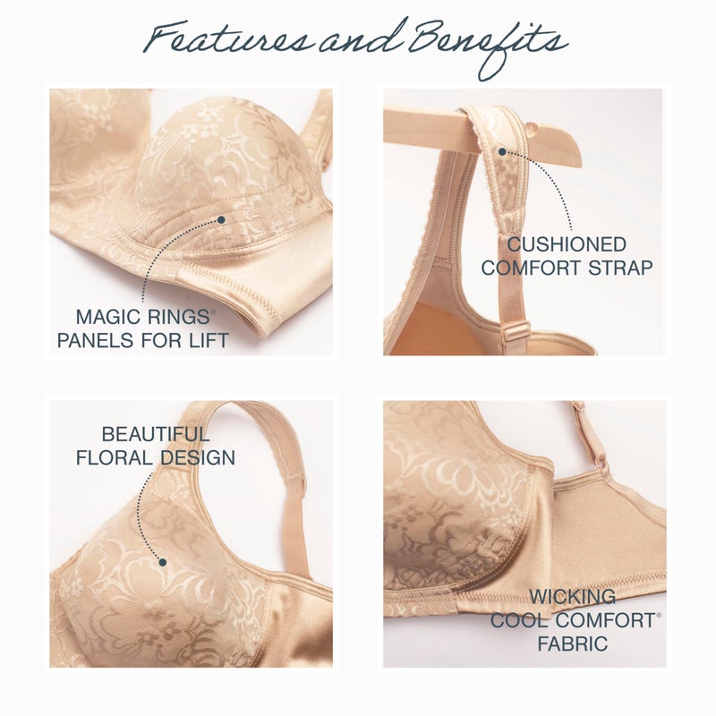 PLAYTEX Womens 18-hour Ultimate Lift Wireless Full-coverage Bra, Single Or 2-pack Bra, Mother Of Pearl, 42C US - Image 4