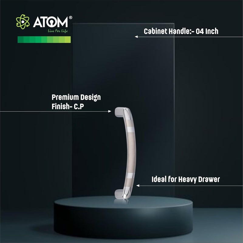 ATOM 4.1 inch Zinc Cabinet Pull Handle | Cppt Finish | Wardrobe Handle for Office & Kitchen Drawer | Push Bar 536 | Pack of 2 - Image 2
