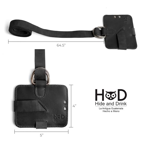 Hide & Drink, Adjustable Book Strap Carrier, Shoulder Carry Reader Essentials, Safe Rustic Holder, Full Grain Leather, Handmade Accessory, Charcoal Black - Image 4