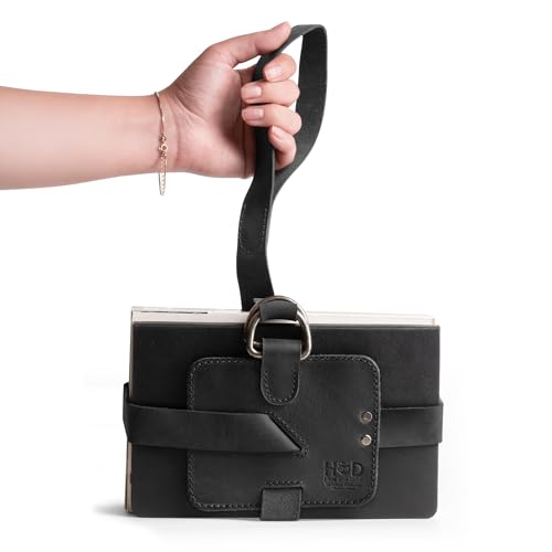 Hide & Drink, Adjustable Book Strap Carrier, Shoulder Carry Reader Essentials, Safe Rustic Holder, Full Grain Leather, Handmade Accessory, Charcoal Black - Image 3