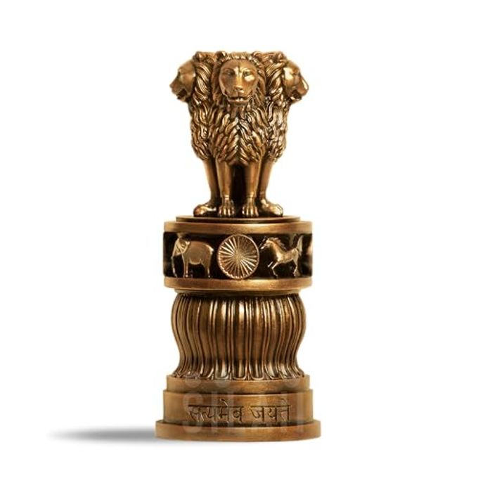 SILAII Ashoka Pillar Sculpture Antique Bronze & Gold 5" (Antique Bronze) - Image 1