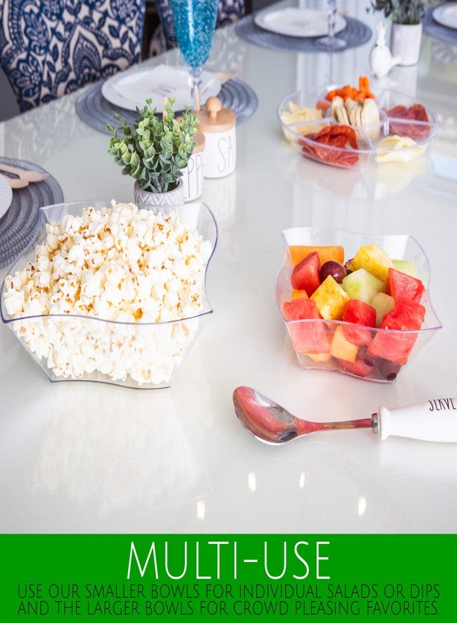 PLASTICPRO Disposable Elegant Wave Design Square Plastic Serving Bowls Heavy Duty for Party's Snack or Salad Bowl (4, Medium) - Image 3