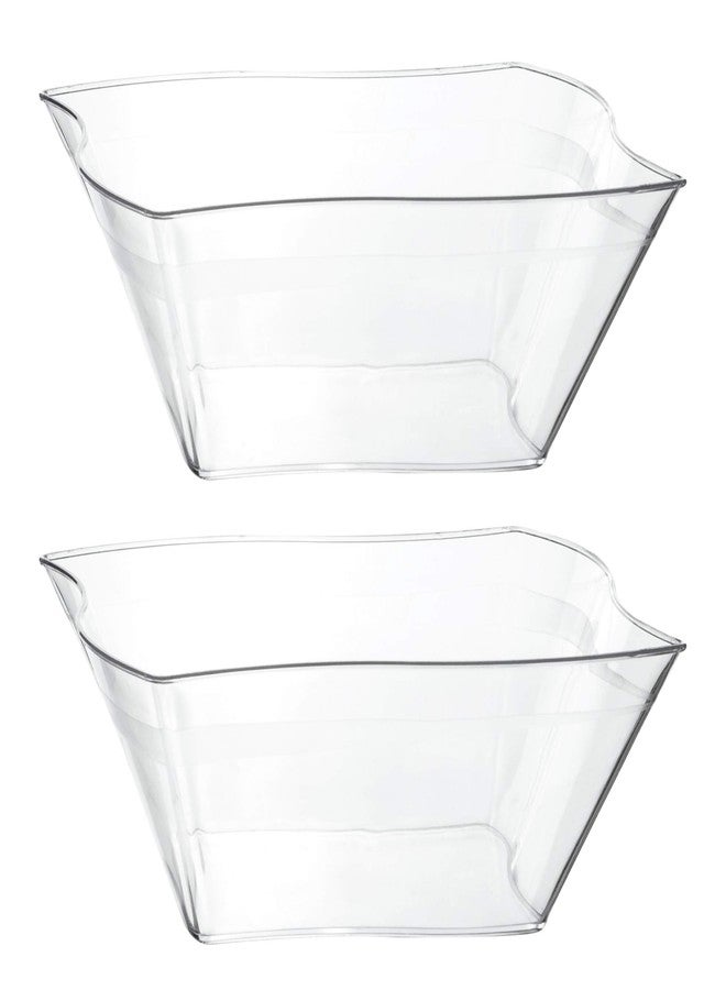 PLASTICPRO Disposable Elegant Wave Design Square Plastic Serving Bowls Heavy Duty for Party's Snack or Salad Bowl (4, Medium) - Image 1