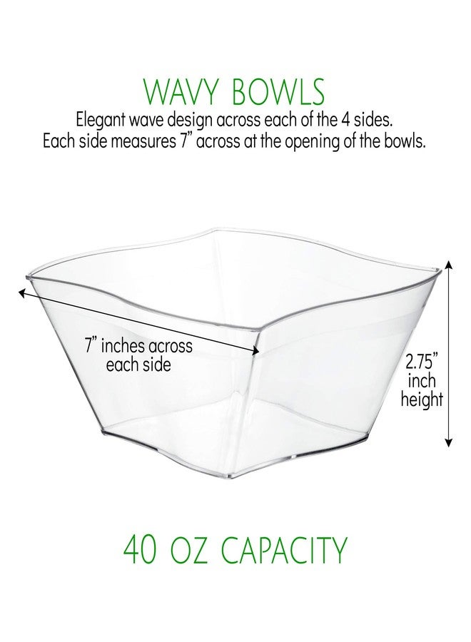 PLASTICPRO Disposable Elegant Wave Design Square Plastic Serving Bowls Heavy Duty for Party's Snack or Salad Bowl (4, Medium) - Image 2