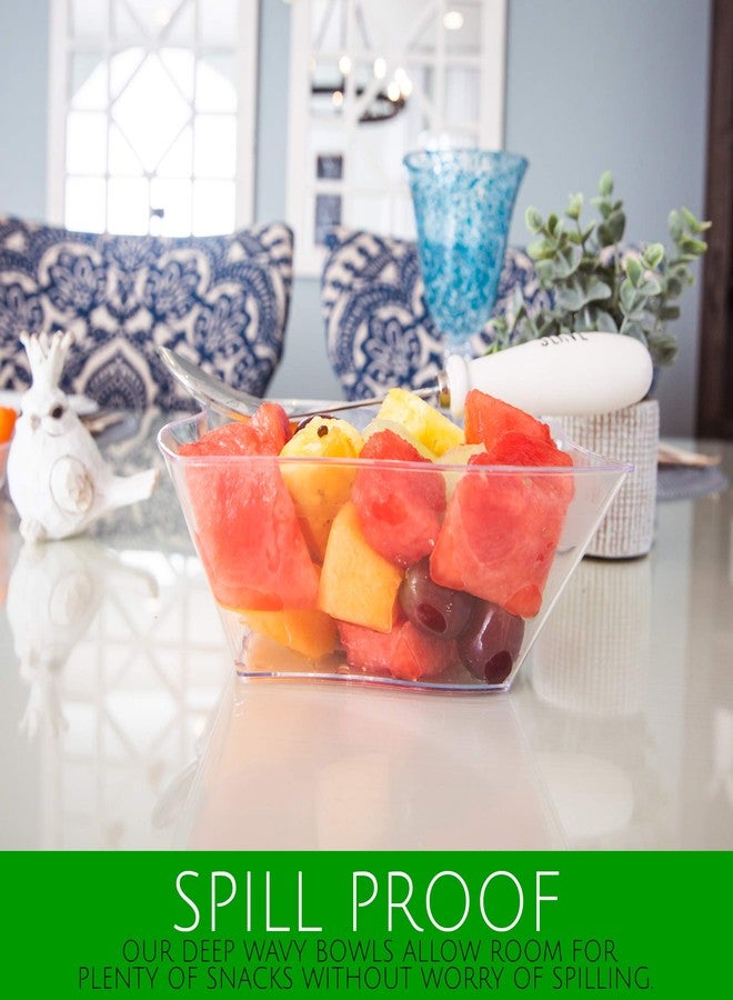 PLASTICPRO Disposable Elegant Wave Design Square Plastic Serving Bowls Heavy Duty for Party's Snack or Salad Bowl (4, Medium) - Image 4