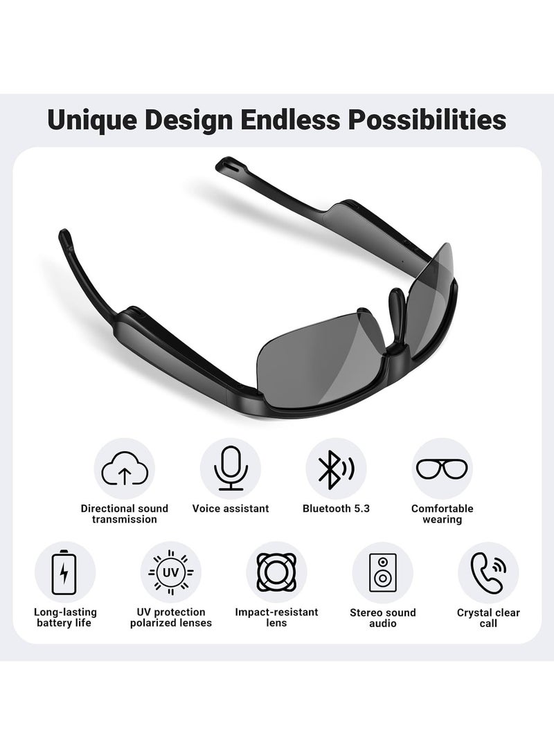 Raxoom Bluetooth Sunglasses, Smart Glasses, Polarized Bluetooth Sunglasses, Built-in Mic & Speakers, Voice Assistant, UV Protection Audio Sun Glass, Stereo Sound Audio Sunglasses for Sports Cycling Running  - Image 5