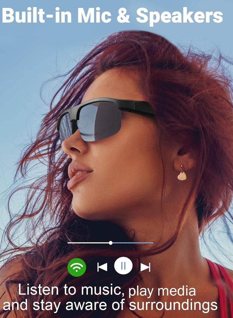 Raxoom Bluetooth Sunglasses, Smart Glasses, Polarized Bluetooth Sunglasses, Built-in Mic & Speakers, Voice Assistant, UV Protection Audio Sun Glass, Stereo Sound Audio Sunglasses for Sports Cycling Running  - Image 2