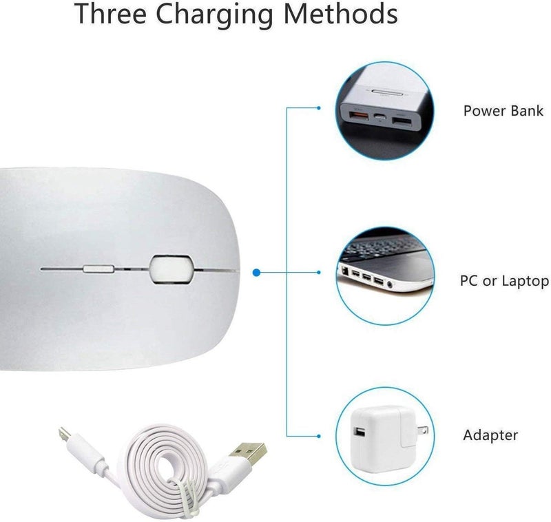 زيرو فأرة بلوتوث عامة قابلة للشحن لأجهزة MacBook Pro، فأرة لاسلكية بلوتوث لأجهزة الكمبيوتر المحمول والكمبيوتر الشخصي (فضي) - Image 5