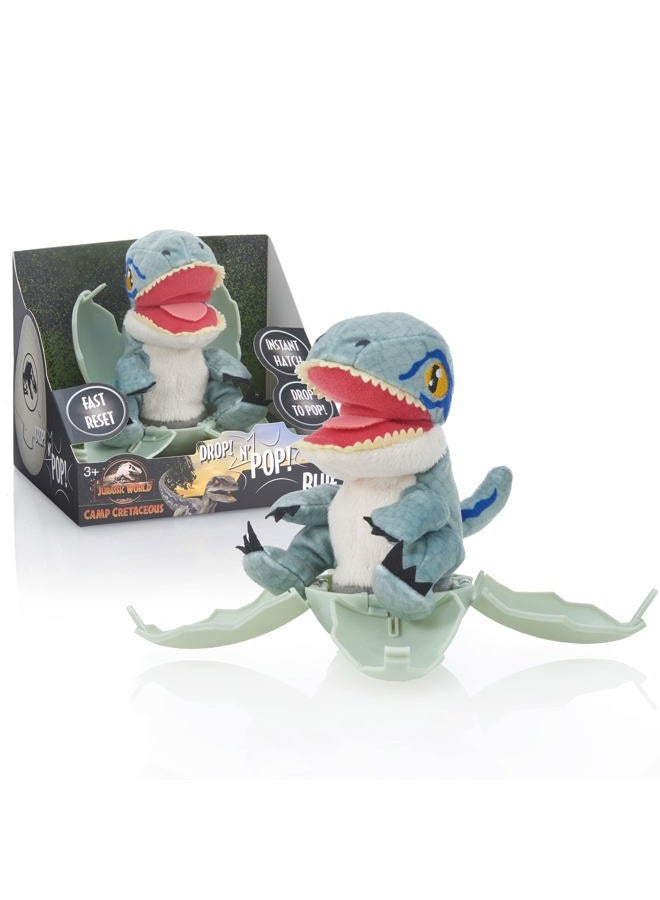 WOW! STUFF Jurassic World Drop n Pop Dino, Velociraptor, Dinosaur Egg With Pop-up Plush Toy, Official Fallen Kingdom Merchandise, Gifts and Toys for Boys and Girls, Aged 5+, Blue - Image 1