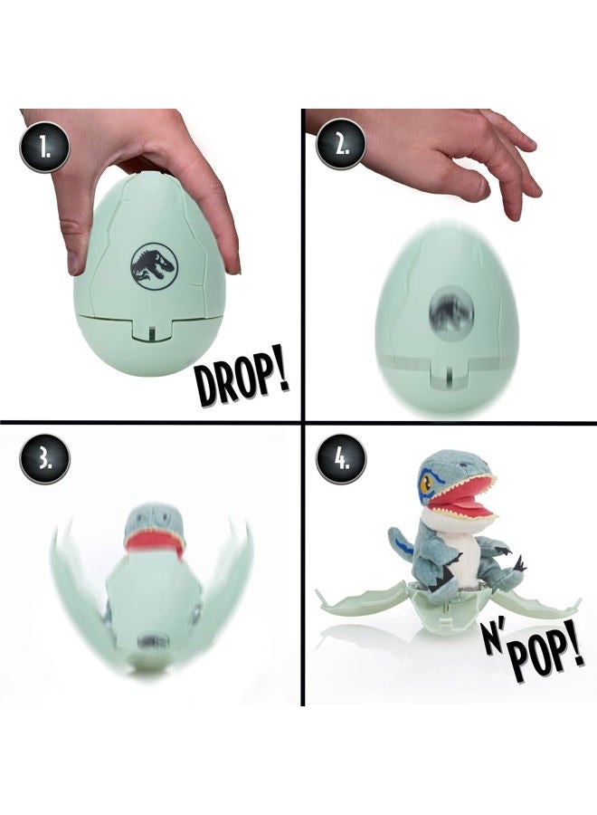WOW! STUFF Jurassic World Drop n Pop Dino, Velociraptor, Dinosaur Egg With Pop-up Plush Toy, Official Fallen Kingdom Merchandise, Gifts and Toys for Boys and Girls, Aged 5+, Blue - Image 2