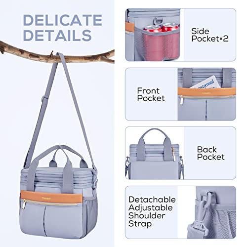 TOURIT Insulated Lunch Box Bag, Double Deck Leakproof Cooler Tote for Work Office Picnic, Expandable Lunch Container, Grey - Image 5