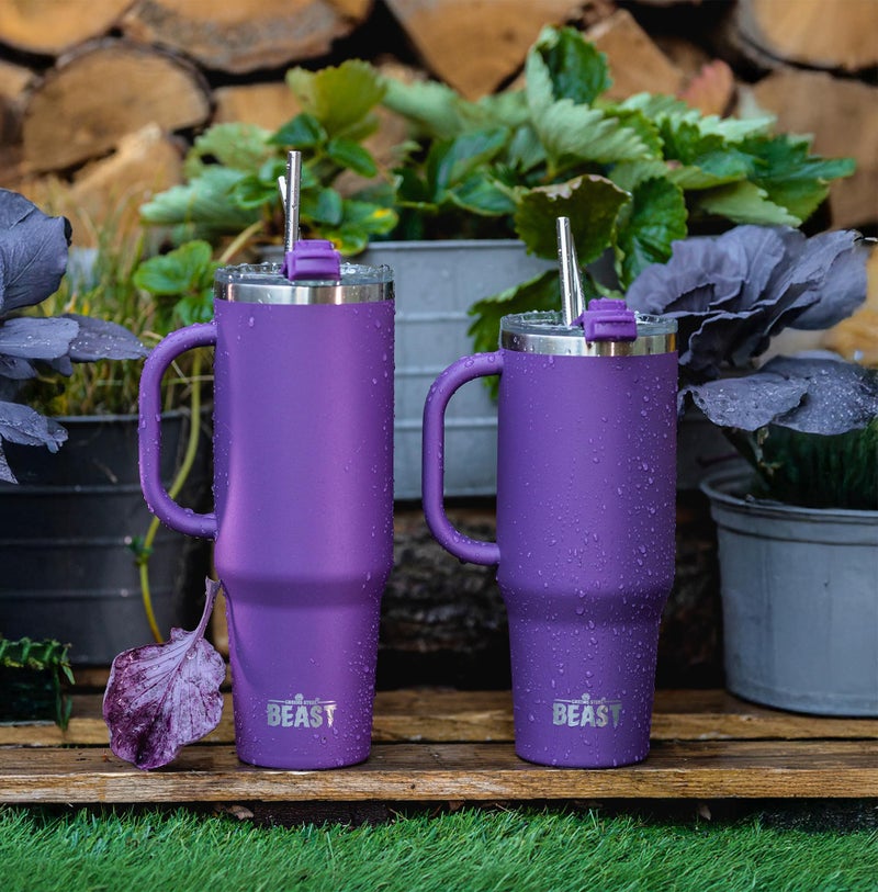 Greens Steel Beast 42 oz Tumbler Stainless Steel Vacuum Insulated Coffee Ice Cup Double Wall Travel Flask (Deep Purple)  - Image 5