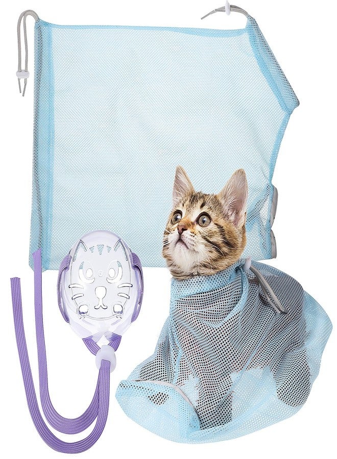 SUPVOX Cat Mesh Bathing Bag for Kitten Wash Grooming Bag Muzzle Restraint Bath Cage for Cats - Image 1