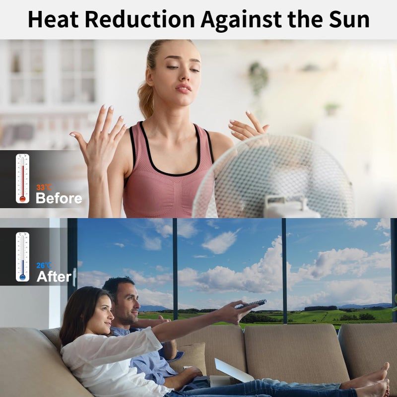 MAGIDEKOR Window Privacy Film One Way Reflective Mirror Window Film Daytime Privacy  UV Sun Blocking Heat Control Static Cling Window Tint for Home Office Black 17.5 Inch X 6.5 Feet - Image 4