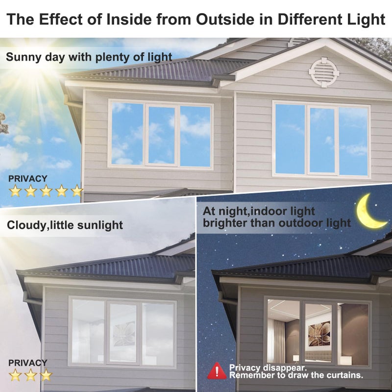 MAGIDEKOR Window Privacy Film One Way Reflective Mirror Window Film Daytime Privacy  UV Sun Blocking Heat Control Static Cling Window Tint for Home Office Black 17.5 Inch X 6.5 Feet - Image 3