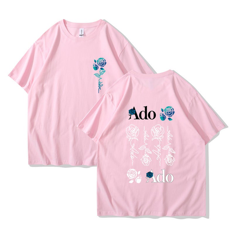 Ado Blue Rose T Shirt Wish World Tour Merch T Shirt Men Women Fashion Casual Harajuku Short Sleeve - Image 5