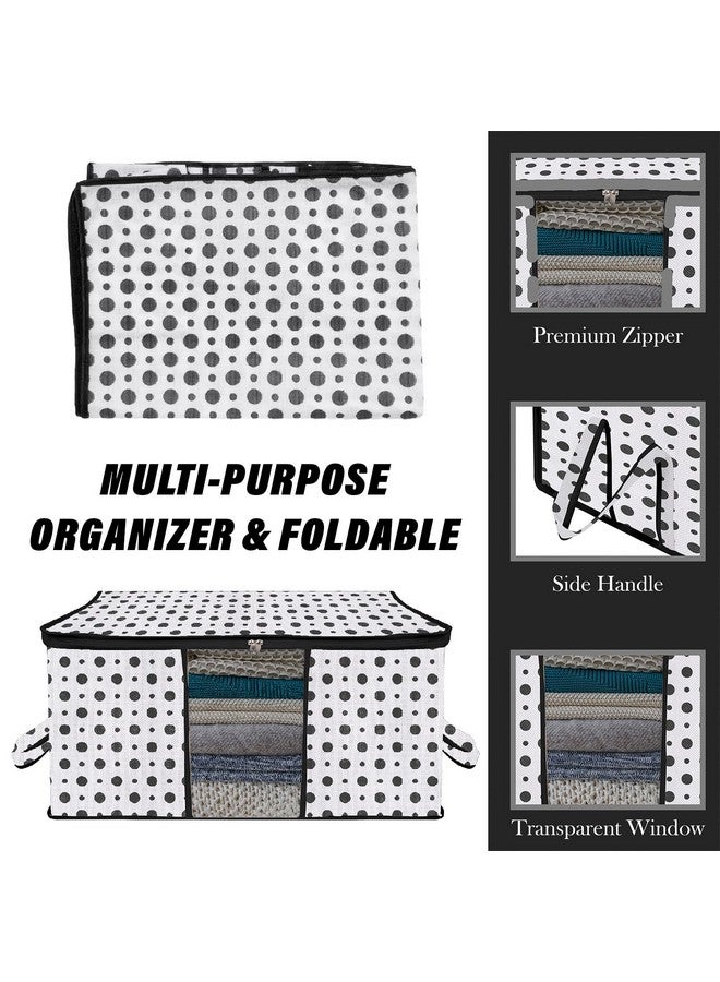 Kuber Industries Kuber Industries Underbed Storage Bag|Non-Woven Polka Dot Print Blanket Cover|Razai Cover|Duvet Cover Transparent Window & Handle|Large|Pack Of 3 (Black & White), 65 x 47 x 31 cm - Image 4