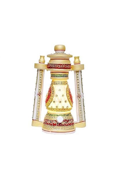 ANUSHKA ARTS ANUSHKA ARTS Antique Rajasthani Marble Lantern Lamps for Home Decoration Round Lantern Table Lamp with Bulb Decorative Showpiece Handicraft Home Decor 8X55 Inch  - Image 4
