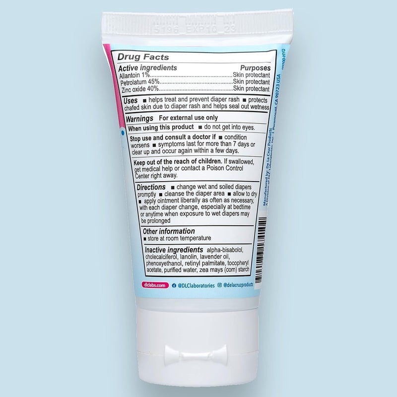 De La Cruz كريم ديل كروز لعلاج طفح الحفاضات للأطفال مع أكسيد الزنك - أقصى قوة - مرهم شفاء للأطفال للمساعدة في تهدئة وعلاج ومنع طفح الحفاضات 34 أونصة - Image 2