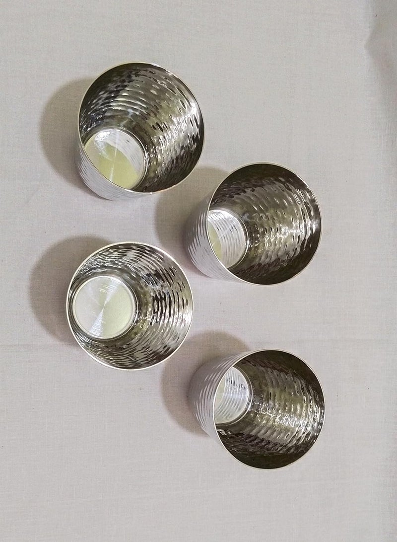 GS KITCHENWARE كوب شرب من الفولاذ المقاوم للصدأ بتصميم مطروق ولامع مجموعة من 4 سعة 350 مل - Image 3