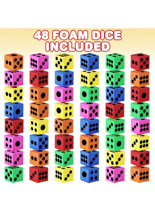 ArtCreativity Foam Dice For Kids, Bulk Set Of 48, 1.5 Inch Large Foam Dice Set In Assorted Colors, Great As Foam Dice For Classroom, Casino Party Decorations, And Colored Dice For Board Games - Image 2
