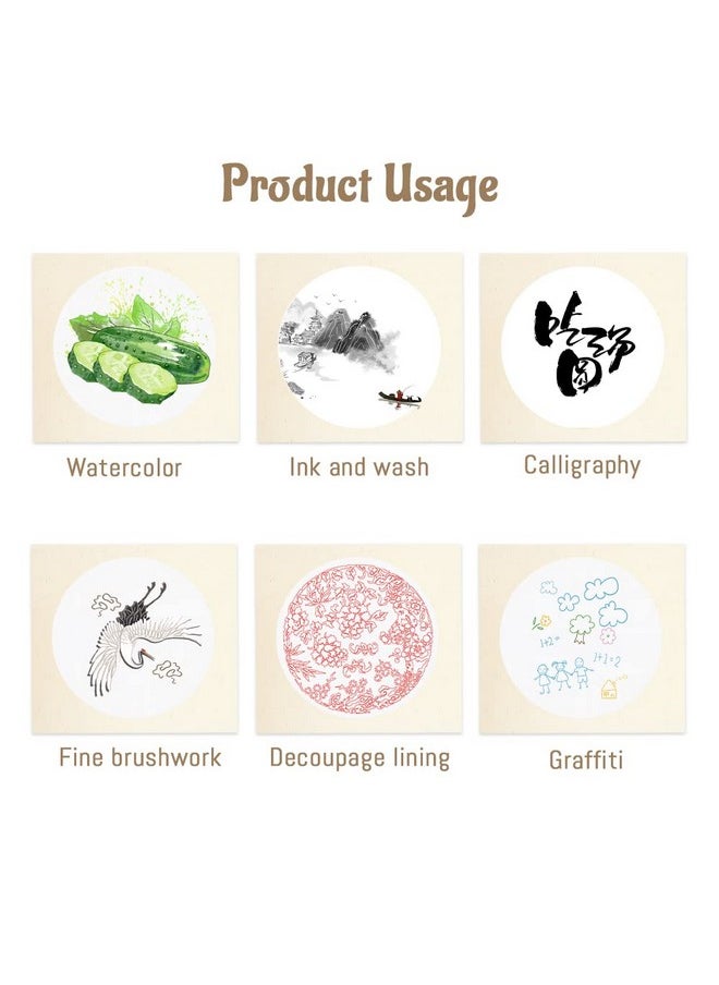 BangBoom 10 Sheets Soft Shikishi Paper, Pre-Mounted Xuan Paper Raw, Chinese Calligraphy Round Paper, Blank Sumie Rice Paper for Painting, DIY Craft, Graffiti, Wall Art Decoration (Shu Xuan E)  - Image 5