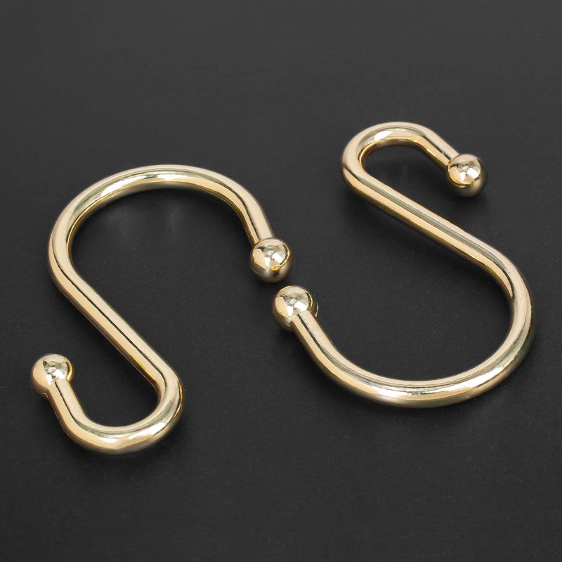 EleCharm Shower Curtain Hooks, Set of 12 Rust Proof S Shaped Decorative Shower Curtain Rings,Multi-Purpose Hangers S Hooks (Gold) - Image 3