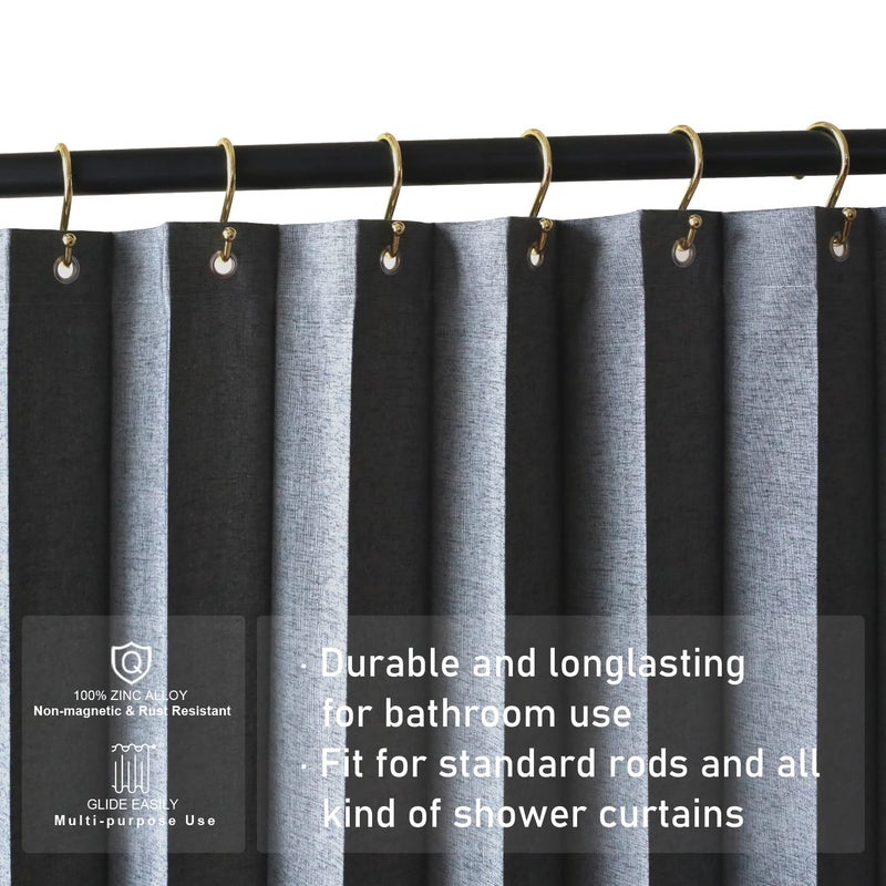 EleCharm Shower Curtain Hooks, Set of 12 Rust Proof S Shaped Decorative Shower Curtain Rings,Multi-Purpose Hangers S Hooks (Gold) - Image 4