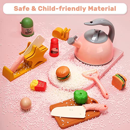 CUTE STONE Play Kitchen Accessories Set, Kids Cooking Toys Set with Play Pots and Pans, Electronic Induction Cooktop with Sound and Light, Cookware Utensils Kids Kitchen Set Kitchen Toys for Kids - Image 5