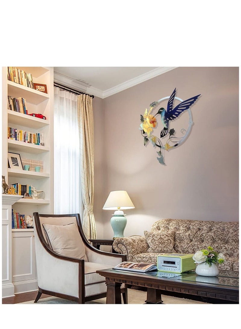 KASTWAVE Round Metal Hummingbird Silhouette Wall Decoration Wall Decoration Metal Wall Decor Silhouette Art for Gift Present Indoor Outdoor Garden Home Decoration - Image 5