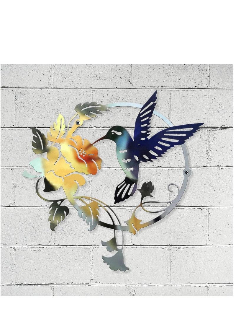 KASTWAVE Round Metal Hummingbird Silhouette Wall Decoration Wall Decoration Metal Wall Decor Silhouette Art for Gift Present Indoor Outdoor Garden Home Decoration - Image 2