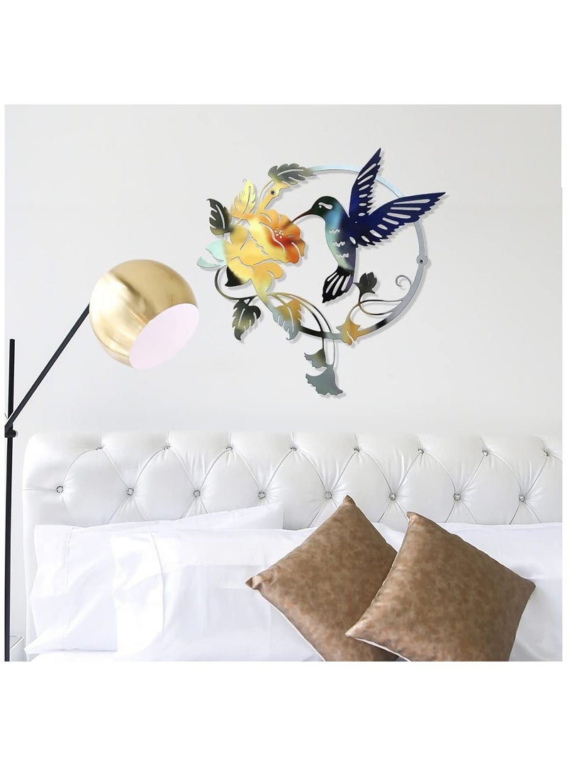KASTWAVE Round Metal Hummingbird Silhouette Wall Decoration Wall Decoration Metal Wall Decor Silhouette Art for Gift Present Indoor Outdoor Garden Home Decoration - Image 4