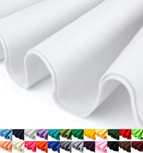 Barcelonetta Felt Fabric 72 Wide 16mm Thick Acrylic Soft Felt by The Yard Felt for DIY Crafts Projects Sewing White 1 Yard