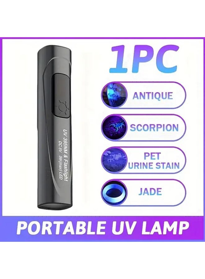 Mini UV Lamp 395NM USB Rechargeable Handheld Flashlight Portable Resin Curing Light With Countdown Function - Image 1