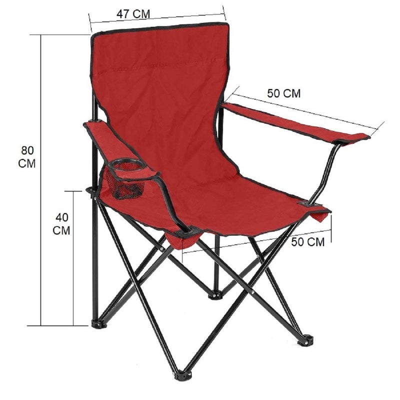 WOLBLIX Set of 2 Camping Chair Foldable Armchair with Drink Holder and Transport Bag Multicolored - Image 3