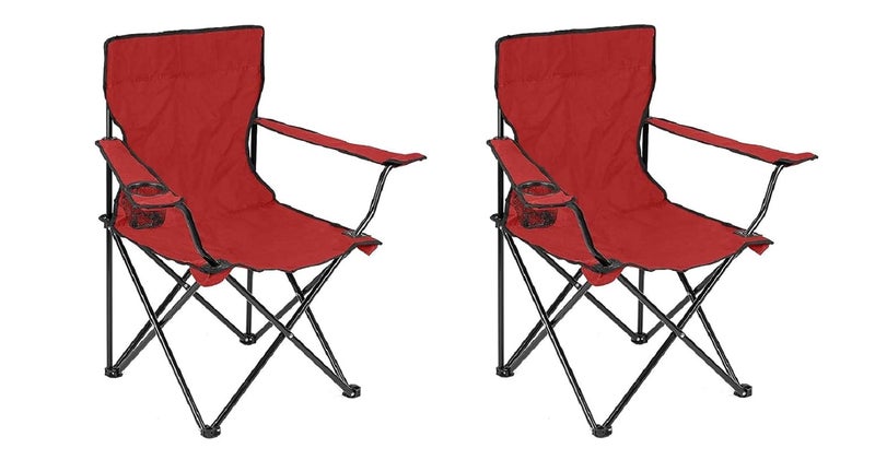 WOLBLIX Set of 2 Camping Chair Foldable Armchair with Drink Holder and Transport Bag Multicolored - Image 1